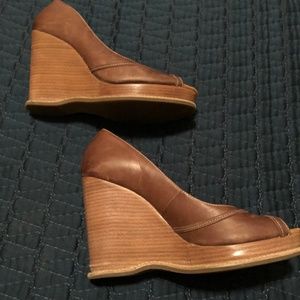 KORS Michael Kors Shoes - Kors by Michael Kors Leather Peep Toe Wedges KORS Michael Kors Shoes - Kors by Michael Kors Leather Peep Toe Wedges